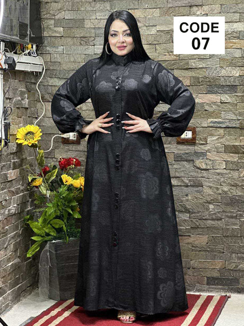 عباية خليجي سوداء حرير خروج حريمى كود 07