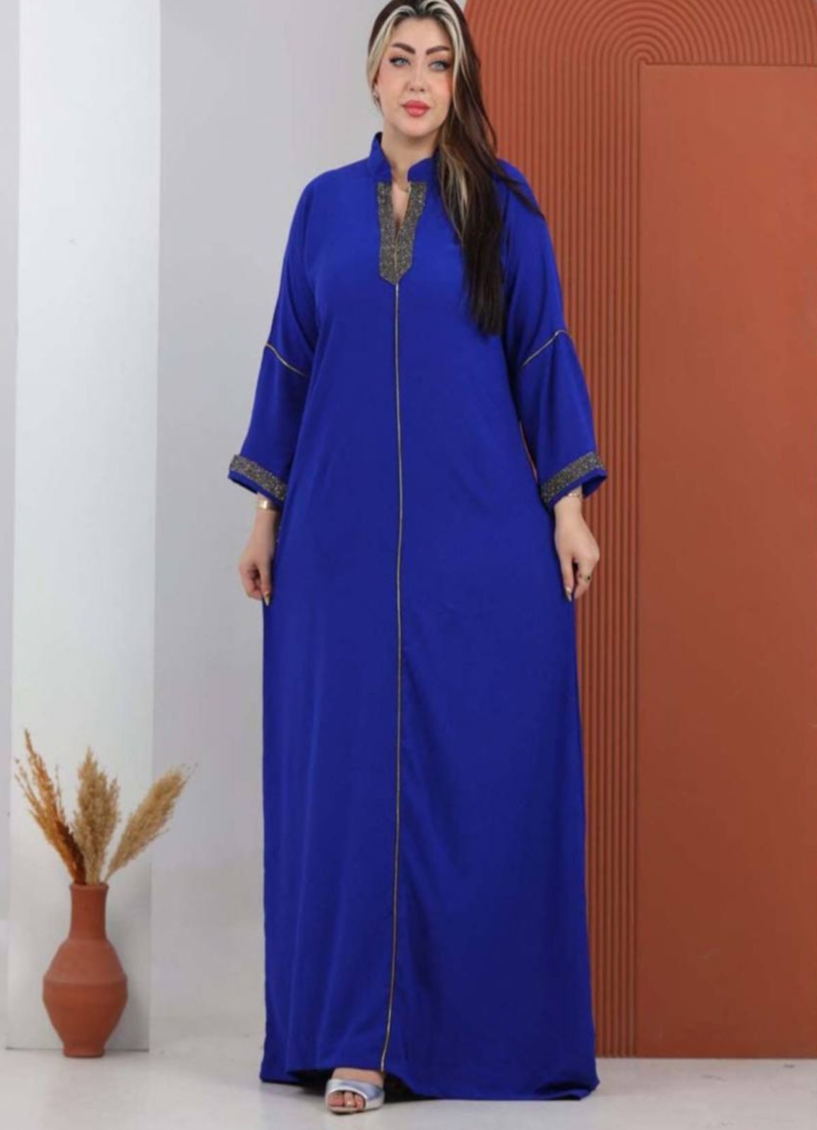 A1039 عبايه استقبال قطن شكل خليجي كود