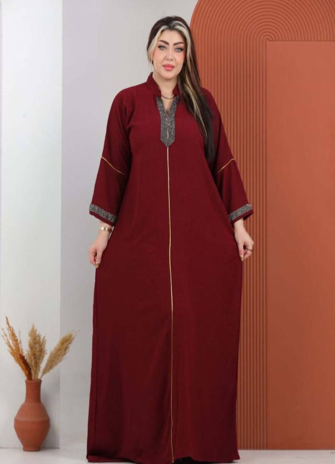 A1039 عبايه استقبال قطن شكل خليجي كود