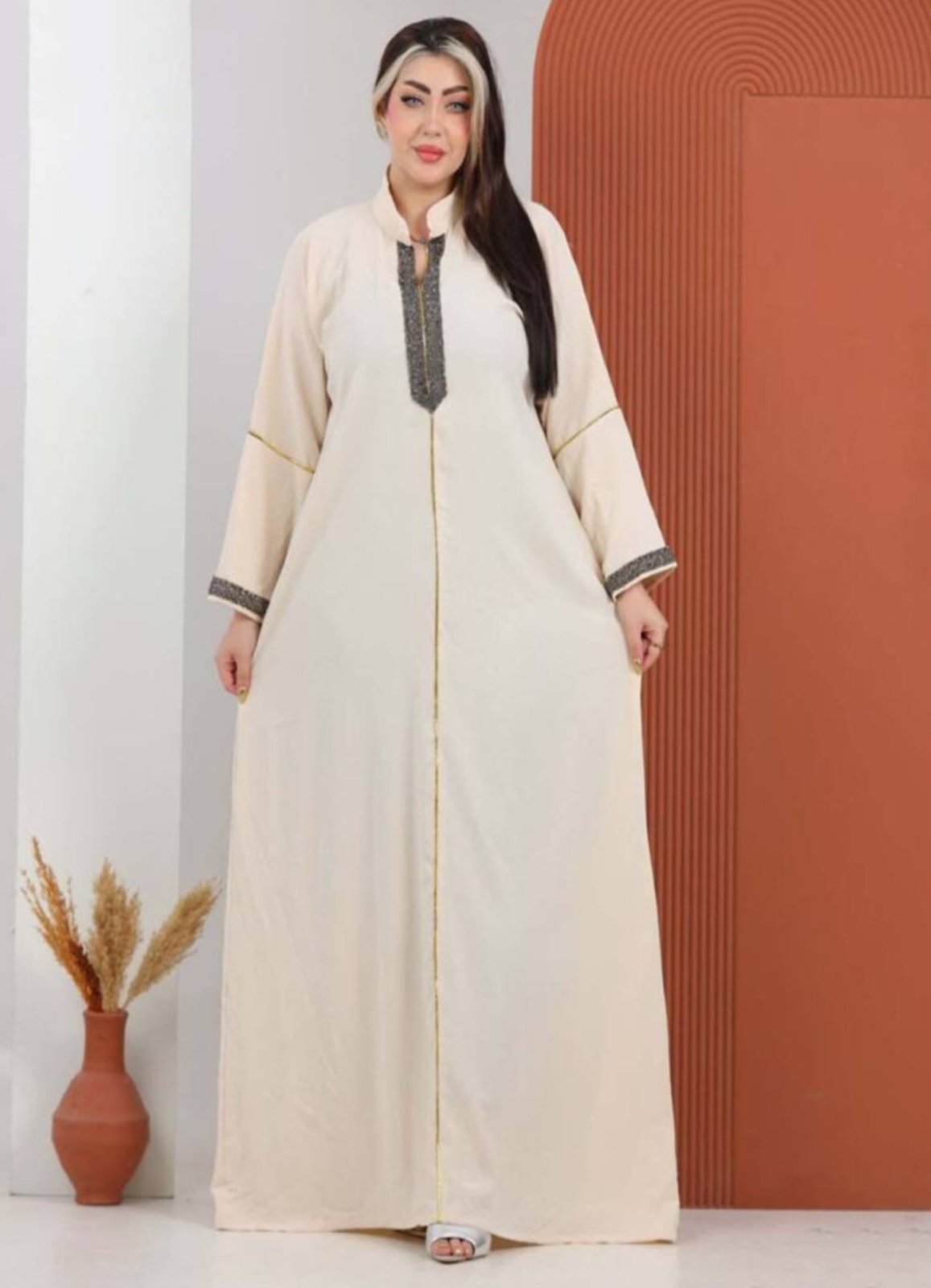 A1039 عبايه استقبال قطن شكل خليجي كود