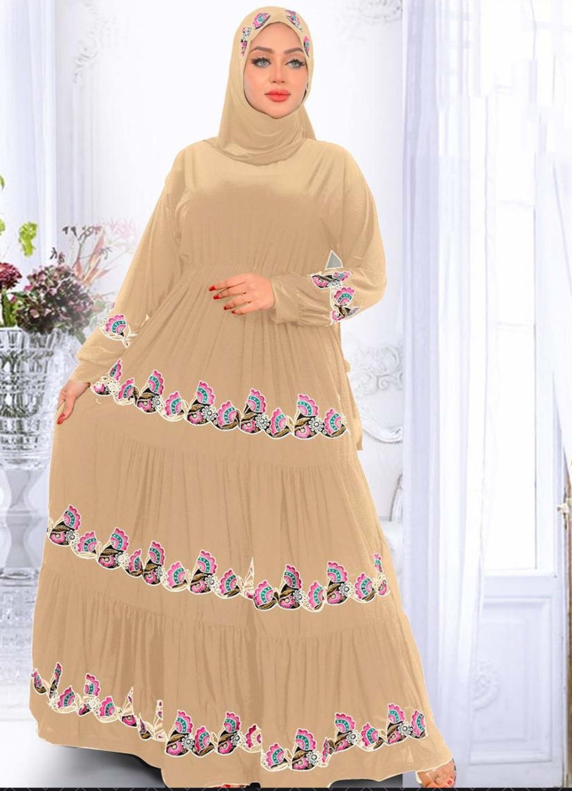 فستان بيتي وخروج فري سايز كود 8046