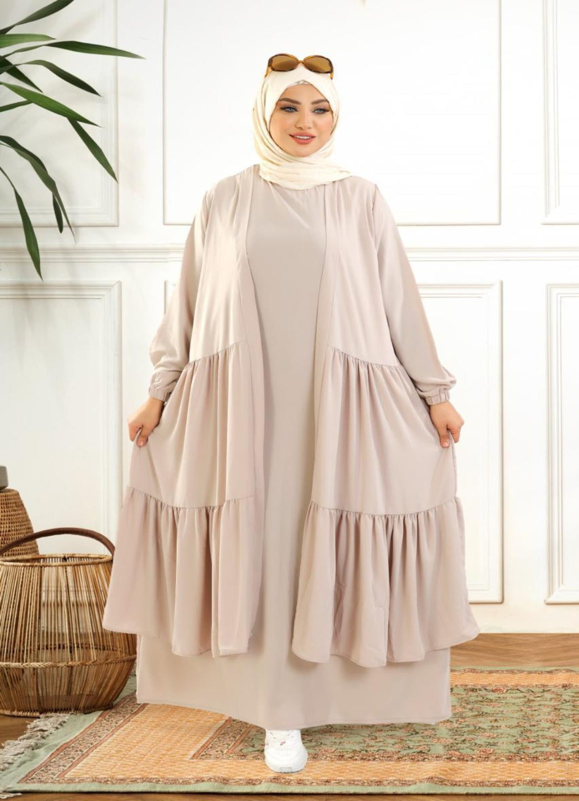 فستان بيزك وكاردجان محجبات كود 1502