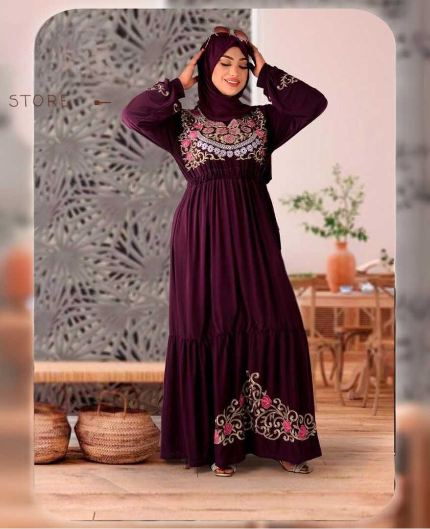 B1005 فستان بيتي وخروج فري سايز كود