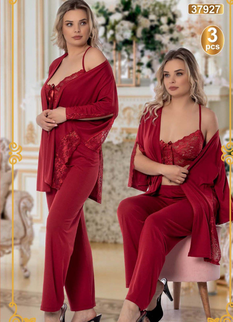 بيجامة نسائي 3 قطع كود 37927 من لبسي