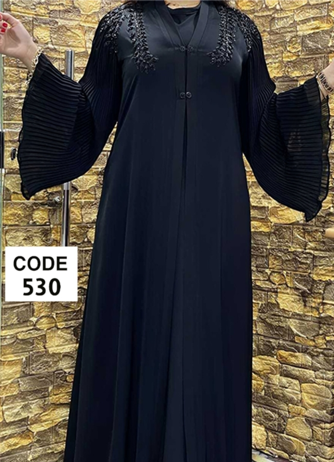 عباية خليجي سوداء  حرير خروج حريمى كود 530