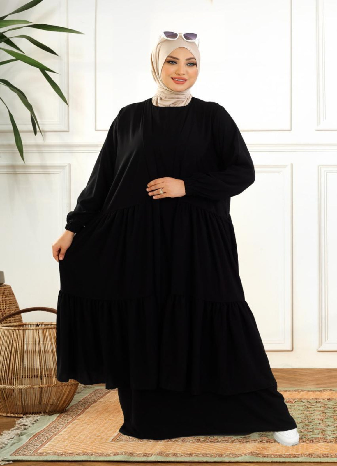 فستان بيزك وكاردجان محجبات كود 1502