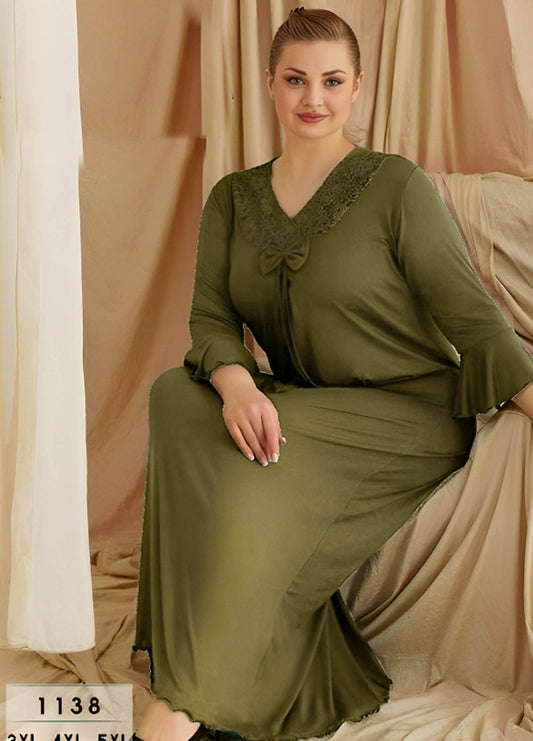 M S Y عبايه منزلي لون زيتي بيج سايز تركي صيفي 1138 من