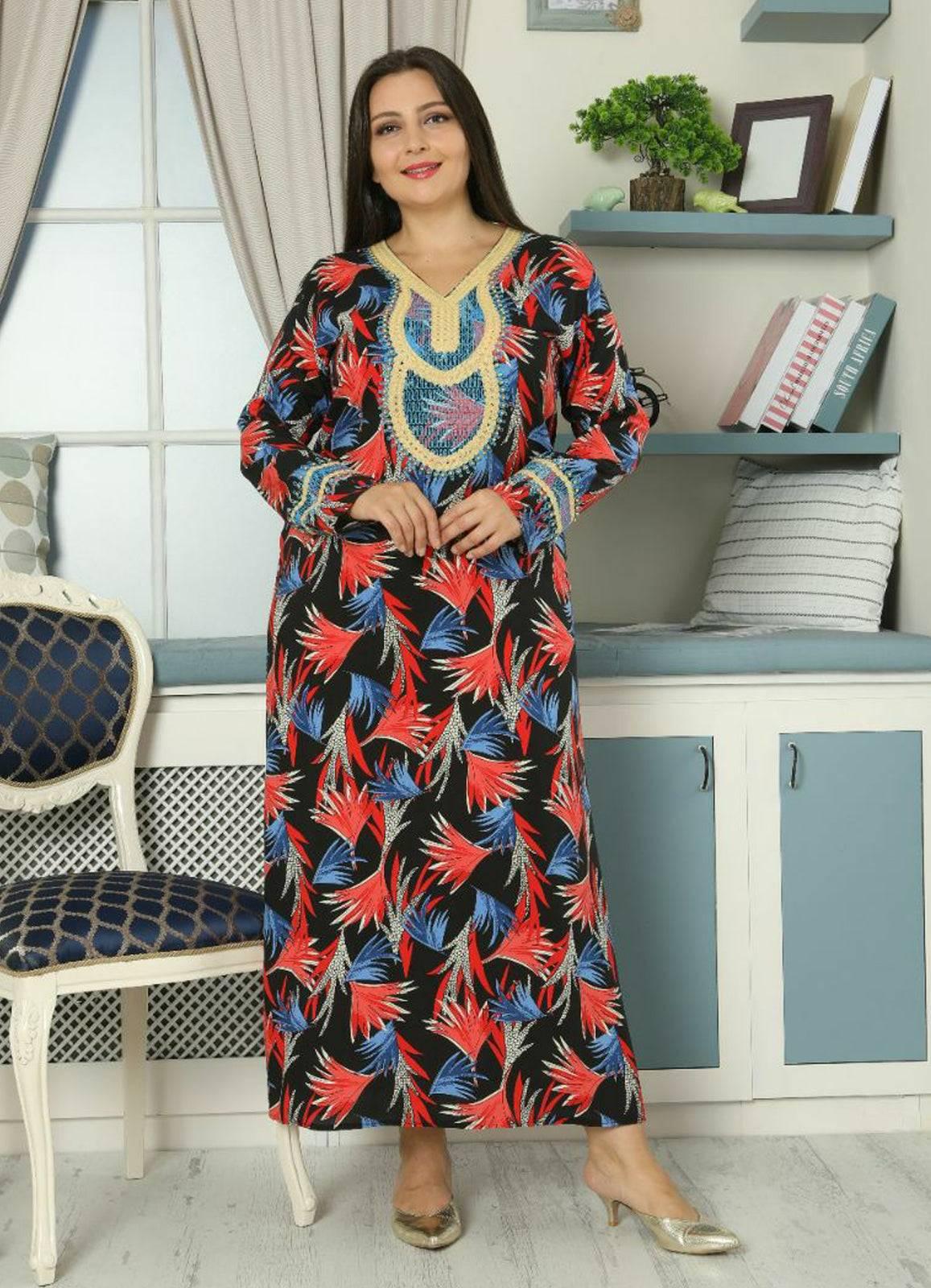 جلابية سارة تركي 505 احمر*ازرق